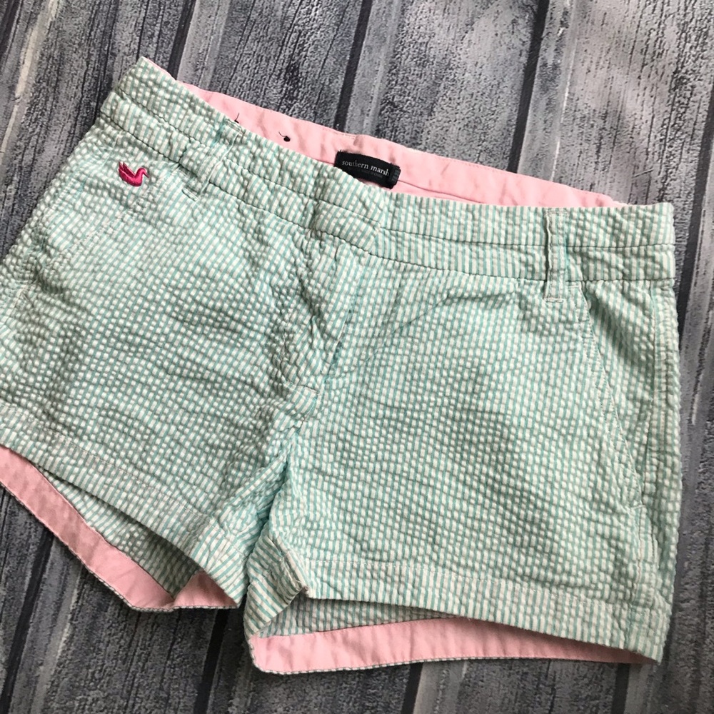 Southern Marsh Shorts Mint Seersucker Shorts